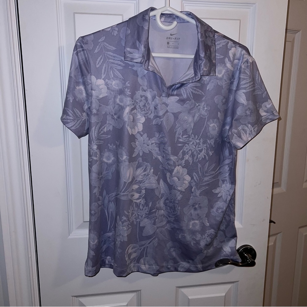Nike Lavender Floral Button-Down Polo